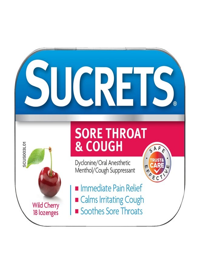 Sucrets Sore Throat Lozenges, Wild Cherry Flavor, 18 Count - Image 1